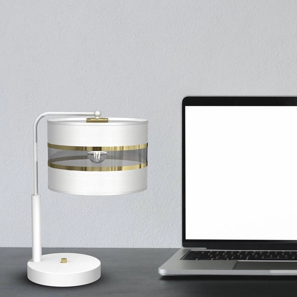 Lampka stołowa ULTIMO WHITE, MLP7354, biały/transparentny/złoty, 1x60W E27