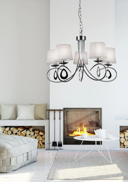 Lampa wisząca ARNIKA 35-21687 chrom/biały 5x40W E14
