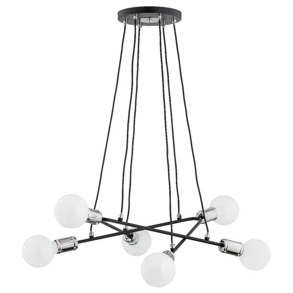 Lampa wisząca ALFA VIVIA CZARNA 6xE27 49cm | 62122