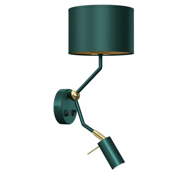 Kinkiet VERDE, MLP7873, zielony/złoty, 1x60W E27 + 1x8W mini GU10