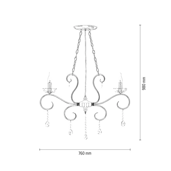 Lampa Sufitowa Maestra 2xE14 Max.40W Patyna Metal/Szkło Przezroczyste 5312211