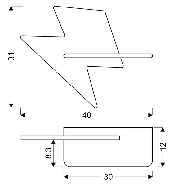 Kinkiet dziecięcy z półką LIGHTNING 21-75604 żółta błyskawica 5W LED barwa neutralna 4000K