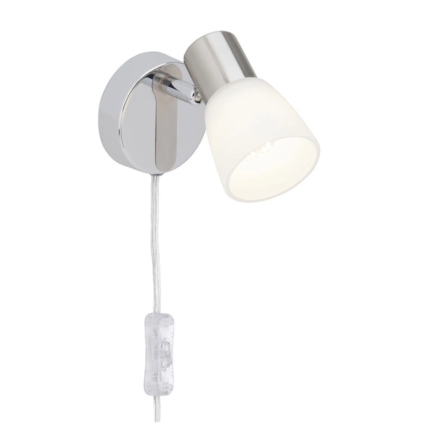 Lampa ścienna Brilliant Janna 1x40W E14 Chrom Satynowany/Biały Metal/Szkło