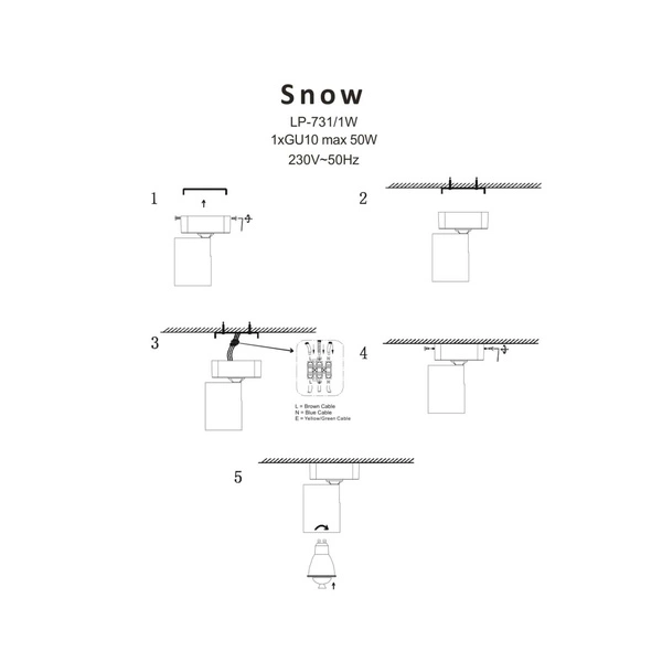 Lampa ścienna/sufitowa Snow 1, czarny/złoty, 1x50W GU10