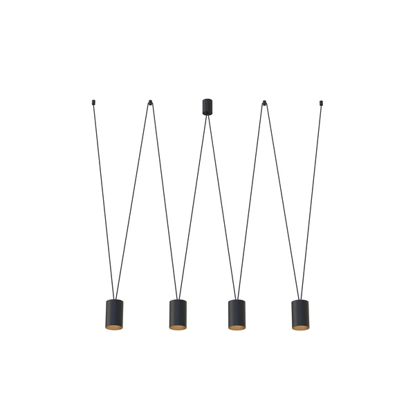 Lampa wisząca MORE TONE IV dł. 160cm regulowana 4xGU10 | czarny/złoty 7814
