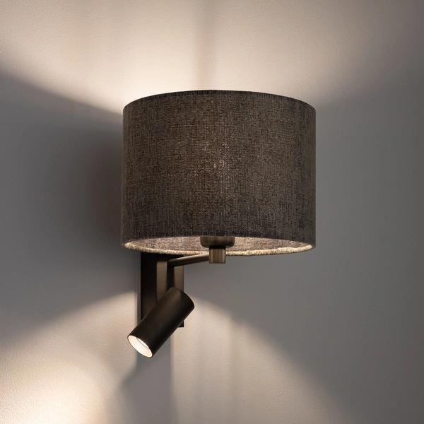 Kinkiet LAGO A E27+miniGU10 wys.30cm szer.23cm włącznik | Szary Umbra gray 11677