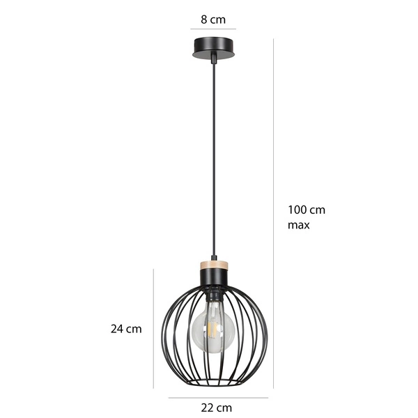 Lampa wisząca Emibig BARBADO 1 Czarny 754/1