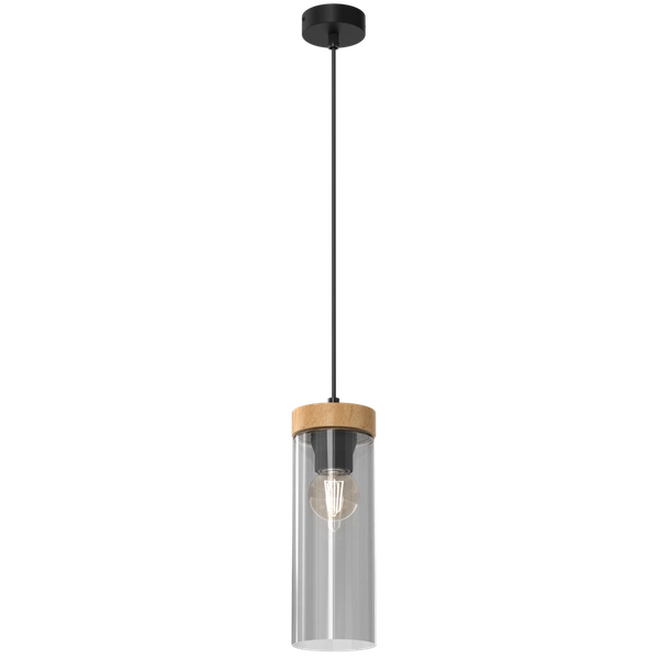 Lampa wisząca ELICA, MLP8664, czarny/drewno/transparentny, 1x60W E27