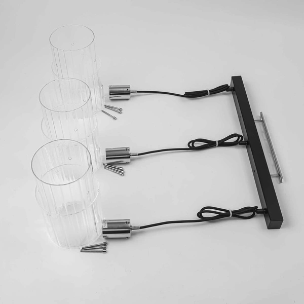 Lampa wisząca Savona 3 linia, czarny/srebrny/transparentny, 3x40W E27