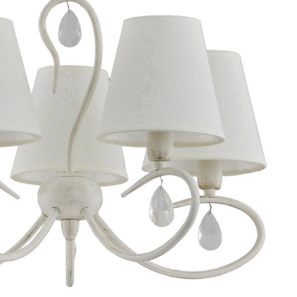 Żyrandol klasyczny z abażurami BALI WHITE śr. 50cm biały antyczny/ecru