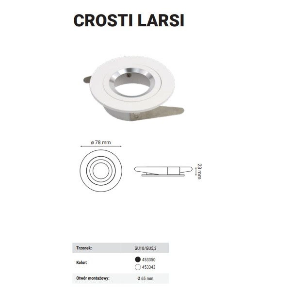 Oprawa wpuszczana oczko sufitowe CROSTI LARSI S czarny śr. 7,8cm