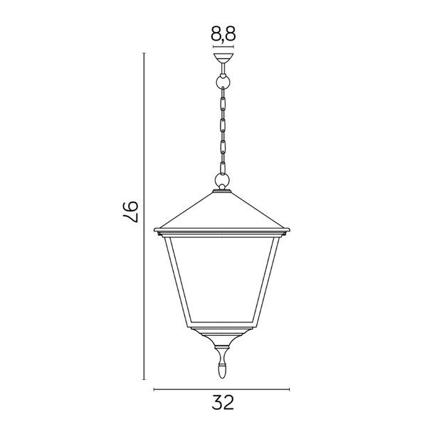 Lampa wisząca zewnętrzna Retro Maxi Kwadrat K 1018/1/BD KW | czarny