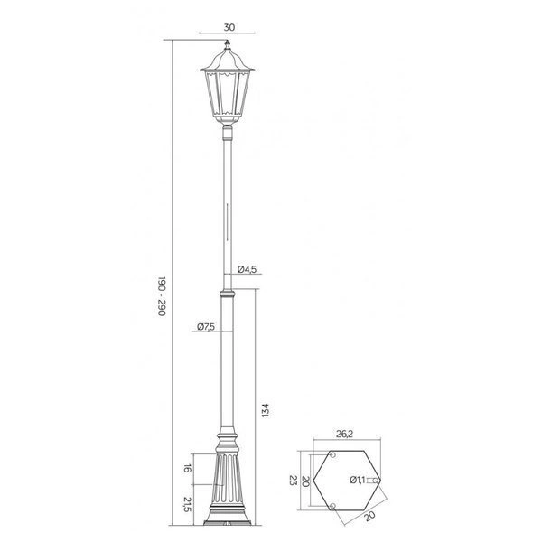 Lampa stojąca masztowa zewnętrzna 190-290cm Retro Maxi OGMWN 1 | czarny