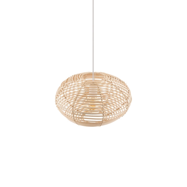 Lampa wisząca RATTAN S śr. 40cm E27 | naturalne drewno/biały 11153