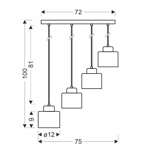 Lampa wisząca OLENA, czarny/miedziany, 4x60W E27