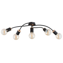 Lampa sufitowa ALFA GERSO CZARNA & DREWNIANA 5xE27 74cm | 63286