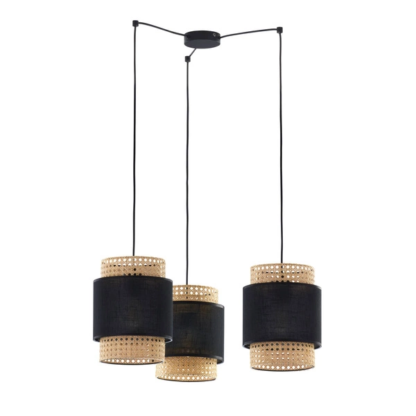 Lampa wisząca rattanowa abażur pająk BOHO BLACK szer. 70cm | czarny 6549