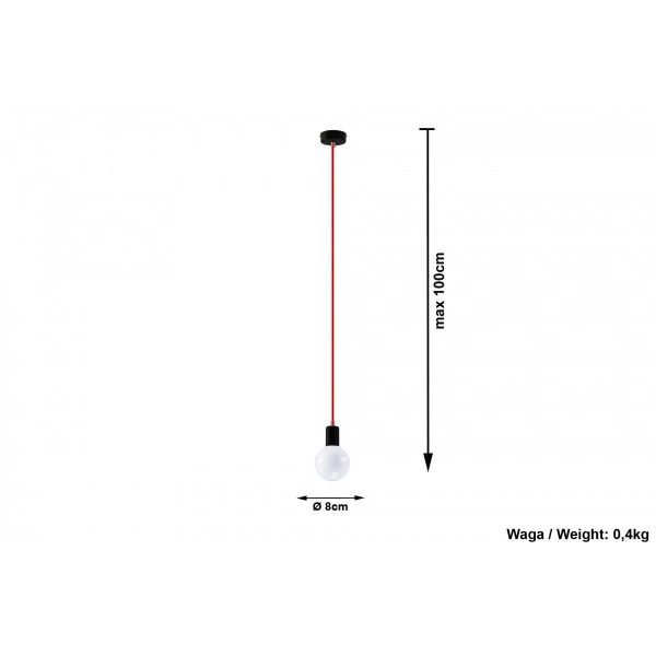 Lampa Wisząca EDISON SL.0155 czarny/czerwony 1xE27