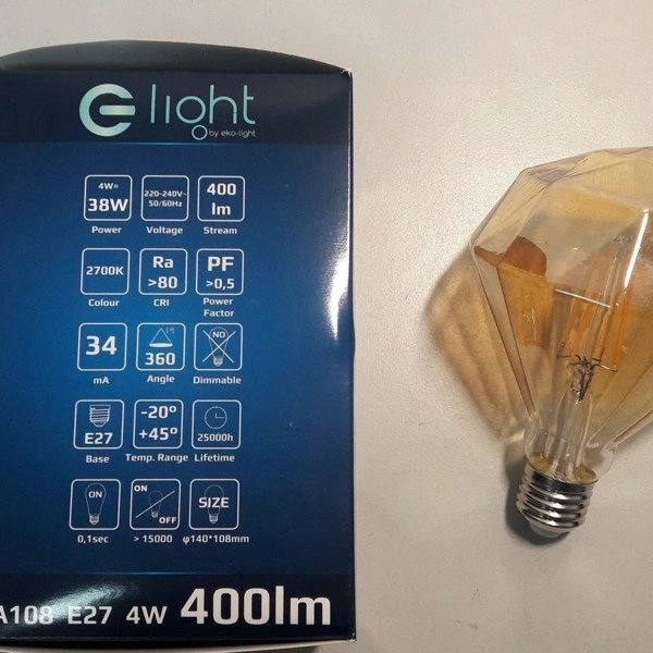 Żarówka FILAMENT LED E27 4W ciepła 2700K diament