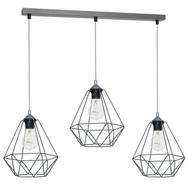 Lampa wisząca BASKET, szara, 3x60W E27, MLP7217