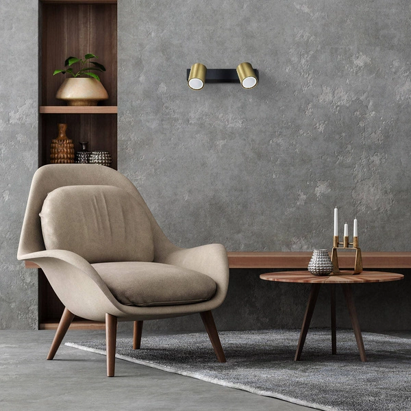 Lampa sufitowa Snow 2, czarny/złoty, 2x50W GU10