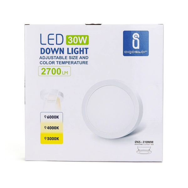 Downlight okrągły 2w1 LED E5 30W regulowana średnica montażowa śr.33cm CCT
