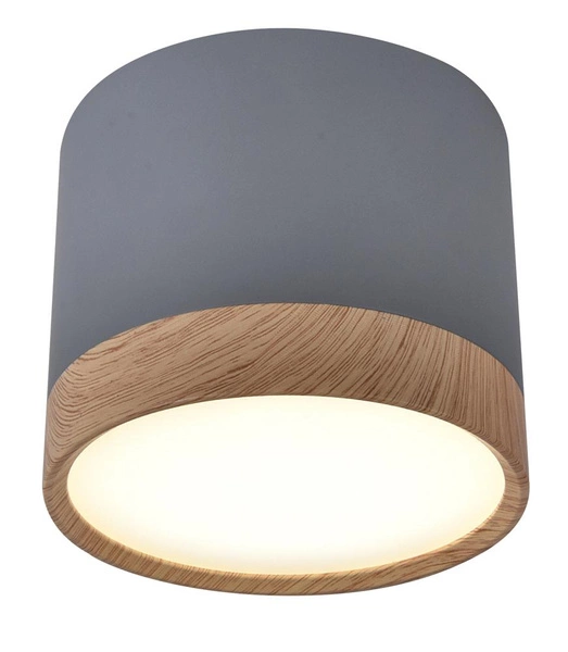 Lampa sufitowa TUBA 2275925, szara/drewno, 9W LED, barwa neutralna 4000K
