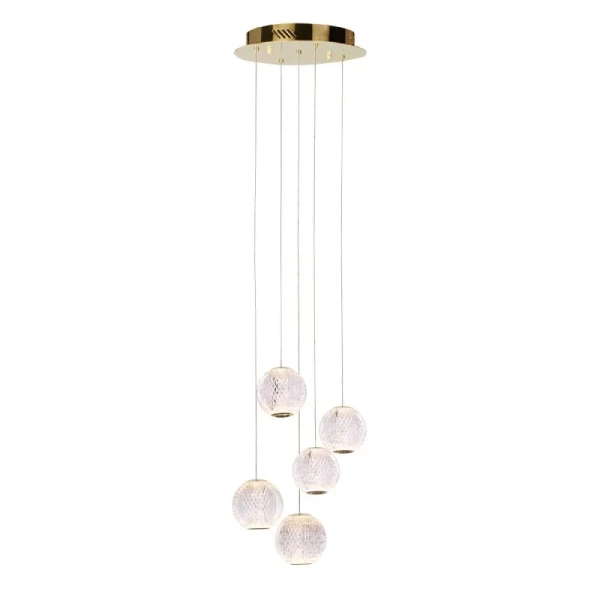 Lampa wisząca Rosario wys. cał. 120cm 21W 5xLED | złoty