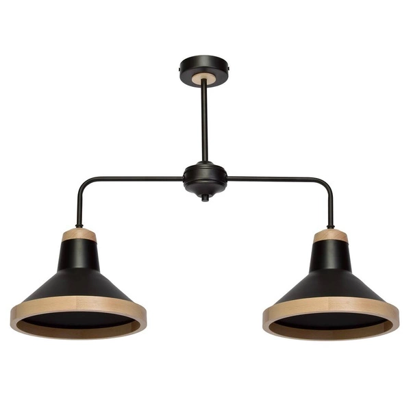 Lampa sufitowa SALMA, czarny/drewno, 2x60W E27, MLP6296