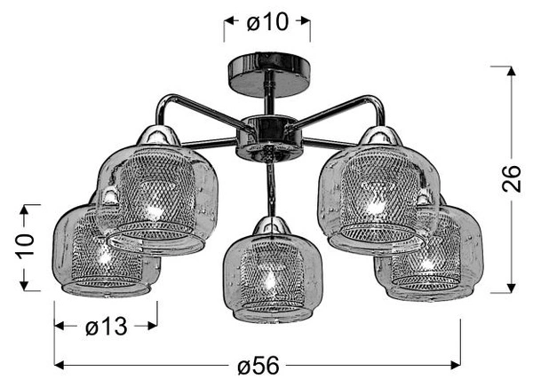 Lampa sufitowa RAY 35-67104 chromowa 5x40W E14