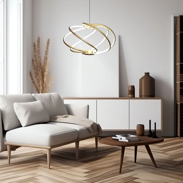 Lampa wisząca Kandor złota LED CCT