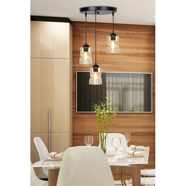 Lampa wisząca FELIS, 33-00217, czarny/bursztynowy, 3x60W E27