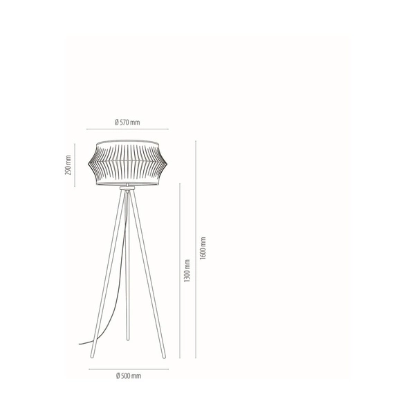 Lampa podłogowa Lotus 1xE27 maks. 40W Czarny metal/czarny kabel PCV/szary klosz z tkaniny 74164004