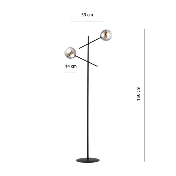 Lampa podłogowa Emibig LINEAR LP2 Czarny/GRAFIT 1167/LP2