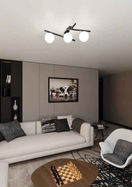 Lampa sufitowa Emibig SMART 3 Czarny/OPAL 1103/3