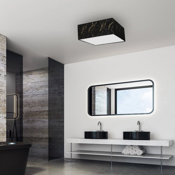 Kwadratowy plafon do salonu SENSO Black/Gold 50 cm 3xE27 | czarny złoty