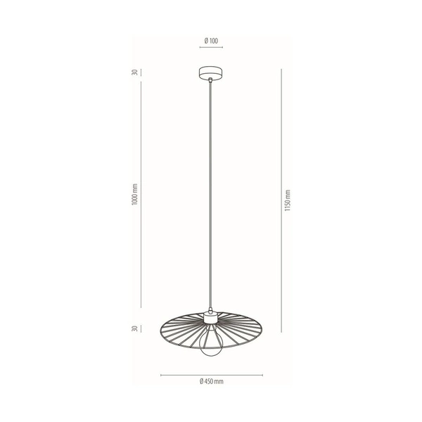 Lampa wisząca Antonella 1xE27 Max.60W Czarny kabel metalowy/czarna tkanina 189249104