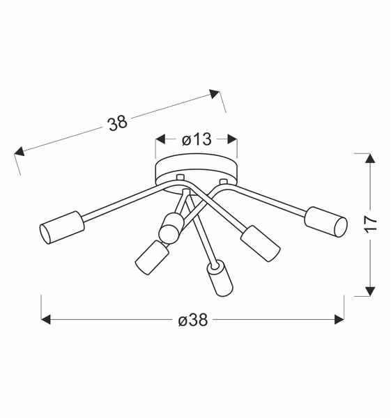 Lampa sufitowa TIARA 36-79718 czarno-złota 6x40W E14