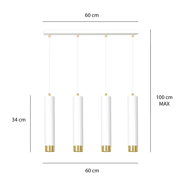 Lampa wisząca Emibig KIBO 4 WH/GOLD 642/4