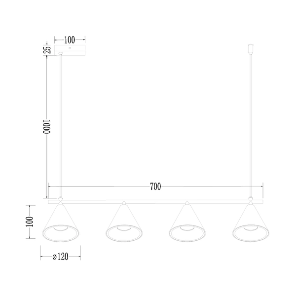Lampa Wisząca Cone Złoty 4xGU10