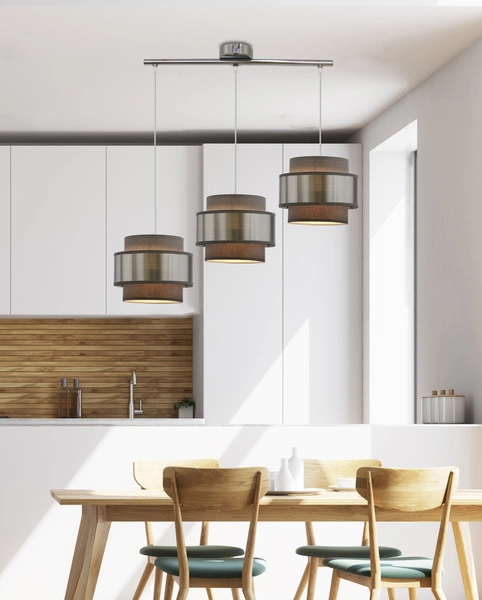 Lampa wisząca HARE, 33-18502, chrom/szary/srebrny, 3x60W E27