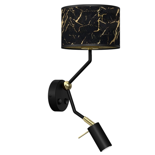 Kinkiet SENSO Black/Gold 1xE27 + 1x mini GU10 | czarny złoty