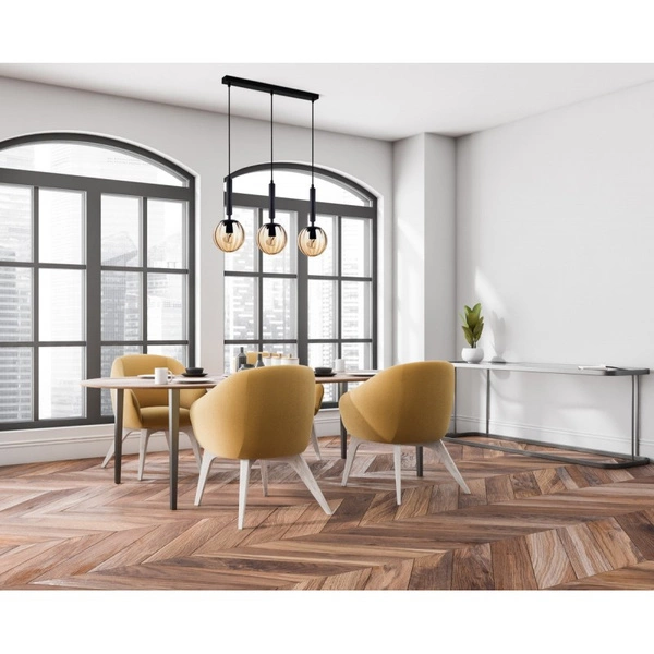 Lampa wisząca RAVENA dł. 65cm 3xE27 | czarny/bursztynowy