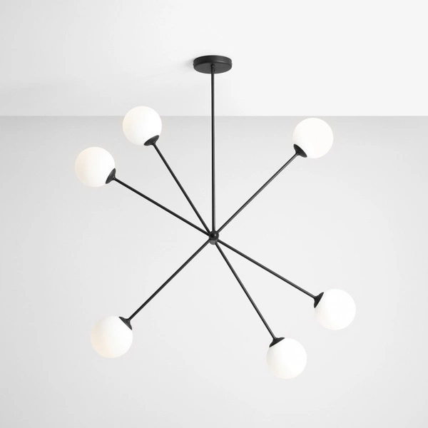 Aldex Lampa sufitowa OHIO 6, 1081PL_K1, czarna z białymi kloszami, 6x40W E14