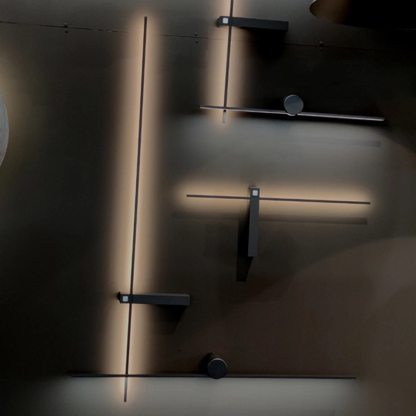 Nowoczesny smukły kinkiet PIN LED M 10W IP44 LED szer. 91cm | czarny 8128