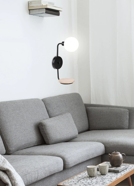 PONIO LAMPA KINKIET CZARNY 1X25W G9 KLOSZ BIAŁY