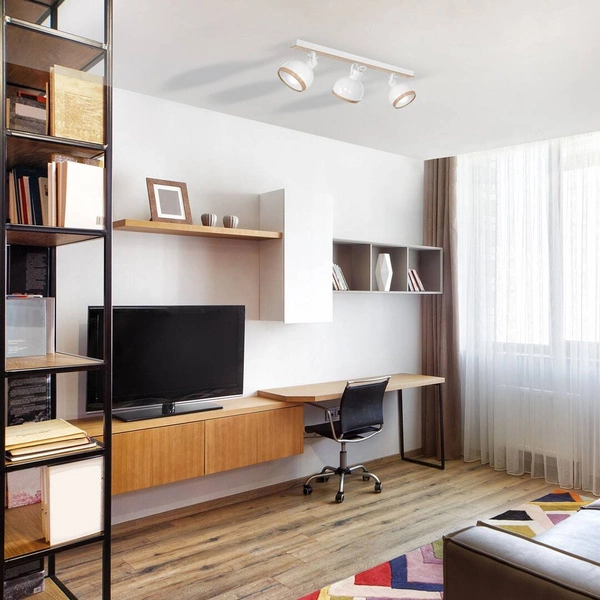 Lampa sufitowa nowoczesna reflektorek kula OVAL III biały szer. 65cm