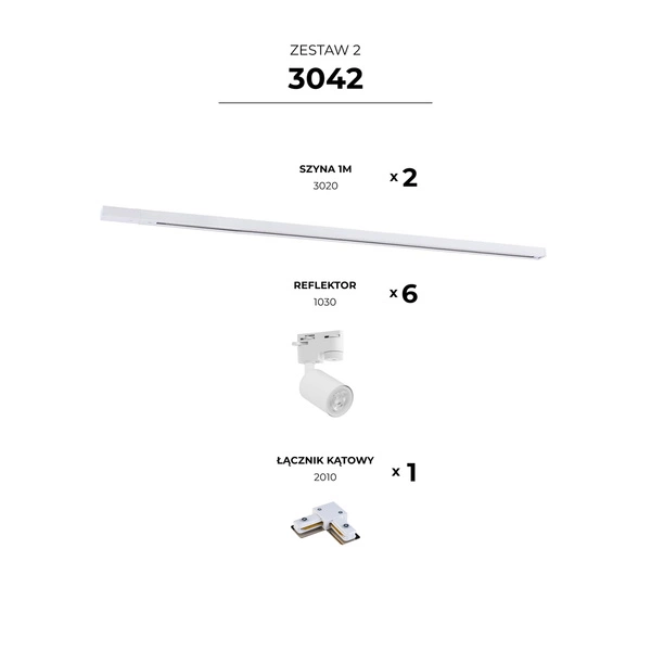 3042 ZESTAW 2 SZYNOPRZEWODY WHITE JEDNOOBWODOWY