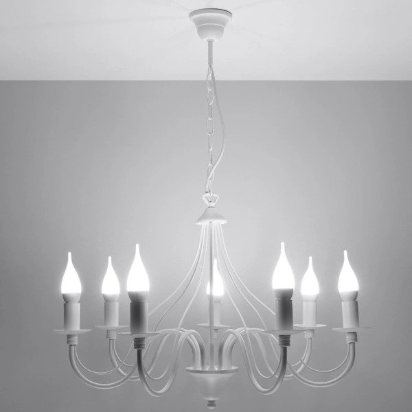 Żyrandol Sollux MINERWA 7 Stal, Biały, E14, 7 X 12W LED, sl.0215
