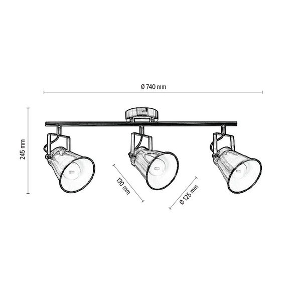 Lampa TEKLA listwa sufitowa 3 pkt patyna 2742311